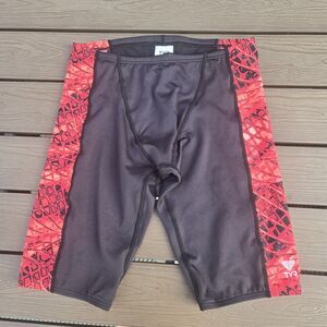 TYR Durafast Elite P lexus Red/black Men's Boy's Swim Jammer Size 32 New No Tags